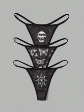 Kelsey Wilson Studio Goth 3pack Skull & Butterfly Print Thong shein